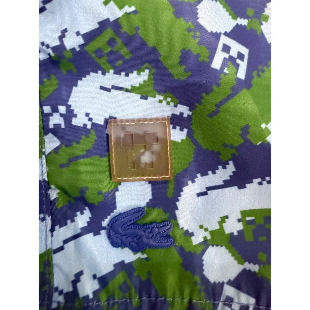 Lacoste Minecraft Swim Trunks Kids 14 Blue Green Pixel Crocodile Board‎ Shorts
